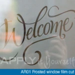 Frosted window film cut welcome front-door AR01