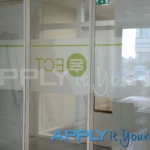 Custom printed frosted window film with corporate logo, giving privacy and block view, AR02