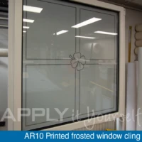 frosted window cling, AR10, custom design, backside, looking through the glass