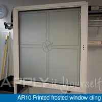 frosted window cling, AR10, custom design, front-side, with printed custom design